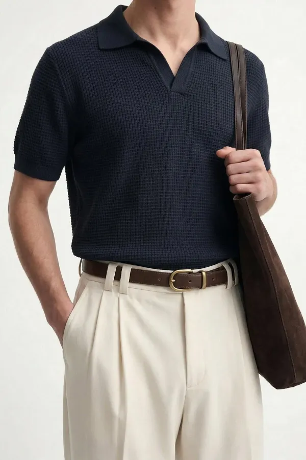 Antioch Lacivert Dokulu Polo Yaka Erkek T-Shirt