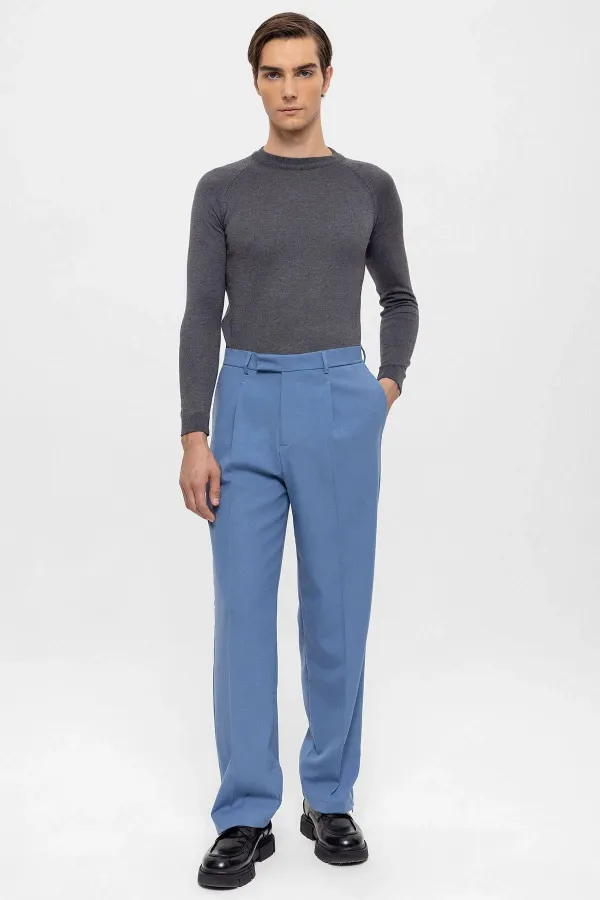 Antioch Blue High-Waisted Zip-Up Men's Trousers