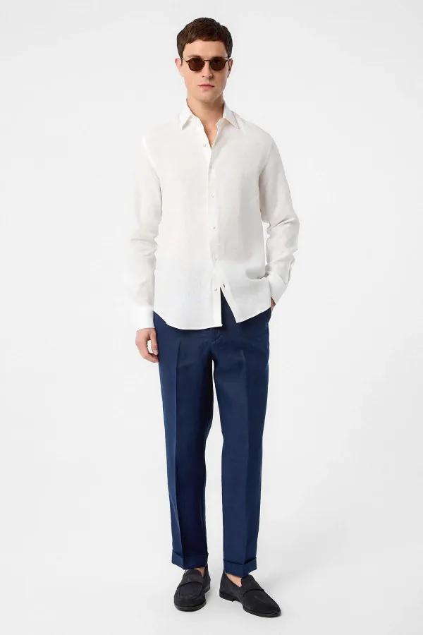 Chemise homme Antioch Ecru 100% lin coupe confort