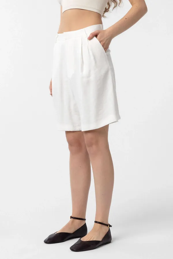 Antioch Ekru Pilili Kadın Bermuda Şort