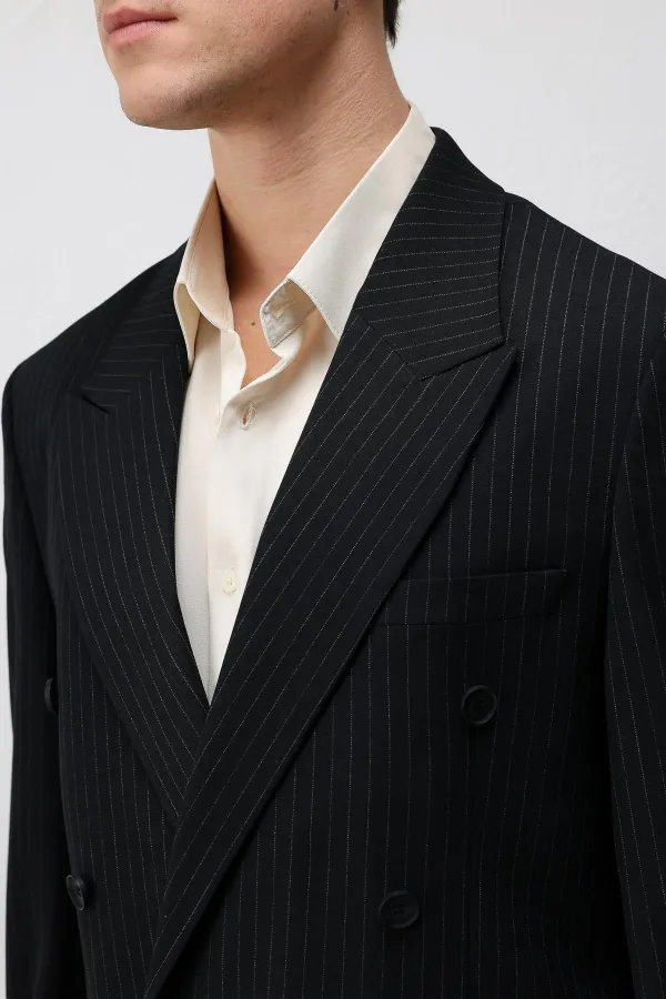 Costume rayé noir Antioch coupe décontractée pour homme