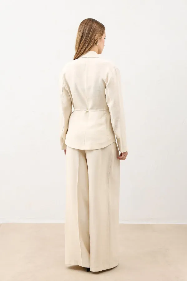 Antioch Cream Draped Slim Jacket