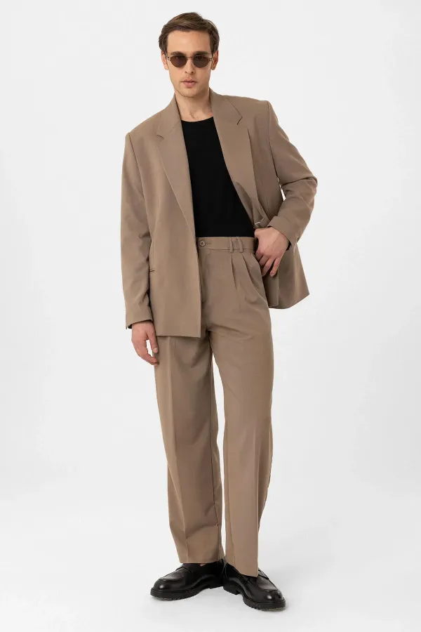 Antioch Mink Double Pleated Baggy Fit Men's Trousers