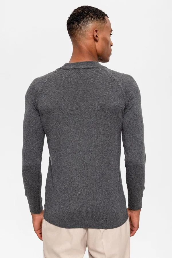 Pull en maille pour homme Antioch Grey Melange à col roulé semi-roulé