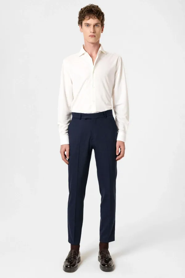 Antioch Lacivert Klasik Yüksek Bel Erkek Pantolon