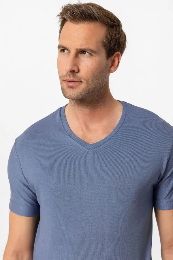 Antioch İndigo Basic V Yaka Erkek T-Shirt