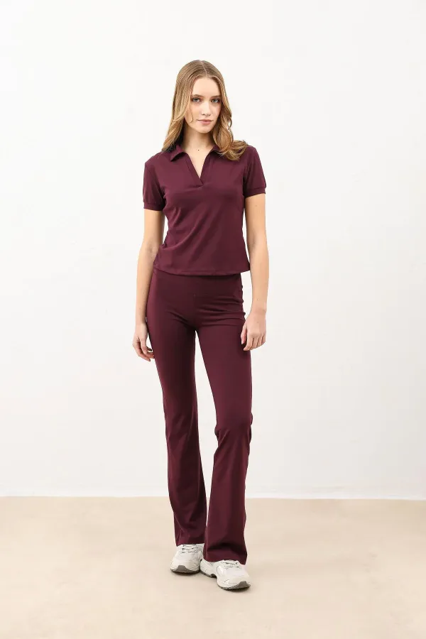 Leggings évasés taille haute bordeaux Antioch pour femmes