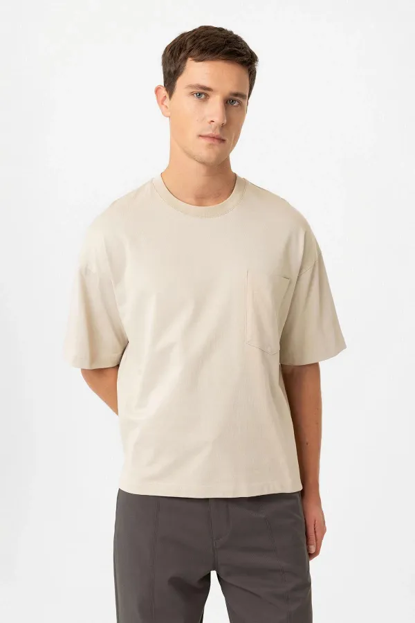 Antioch Beige Relaxed Basic Men's T-Shirt