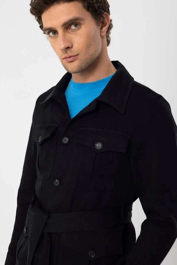 Veste de saison en lin pour homme Antioch Black Belted