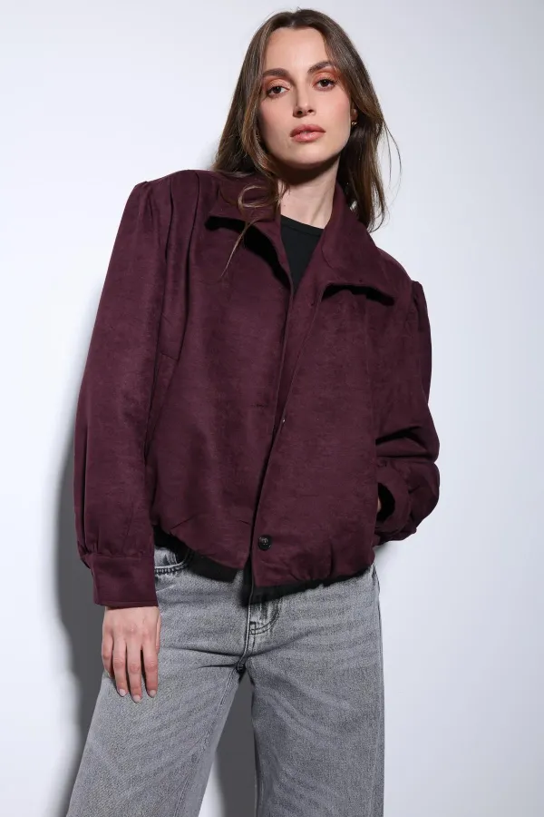 Veste bomber Antioch bordeaux aspect daim pour femme
