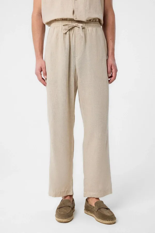 Antioch Beige Linen Blend Men's Jogger Pants