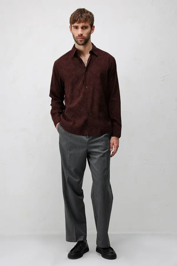 Chemise texturée pour homme Antioch Coffee Modal Blend