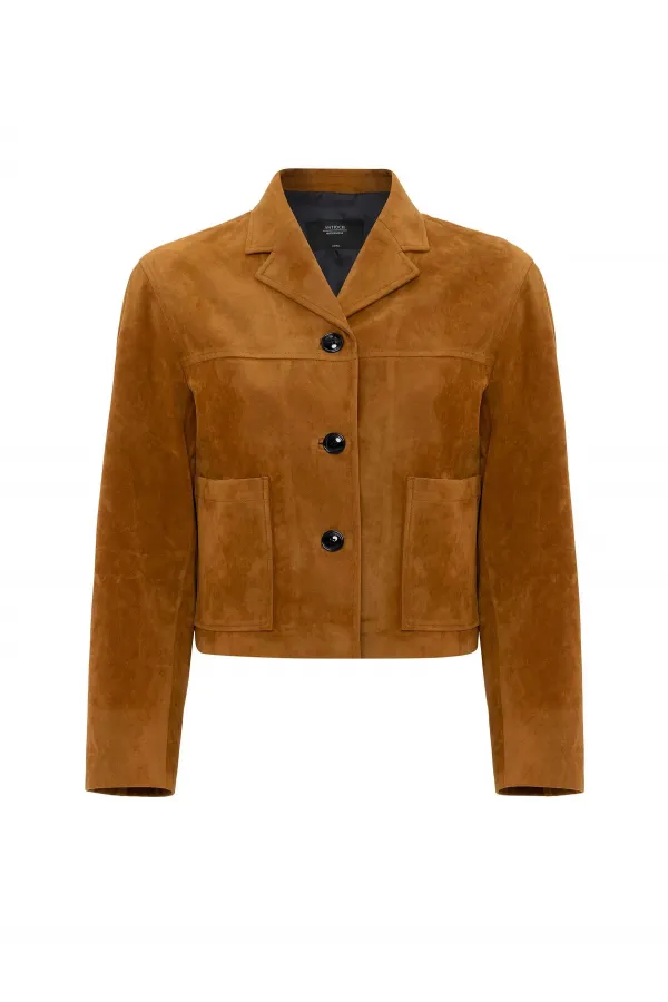 Antioch Tan Women's Faux Suede Crop Jacket