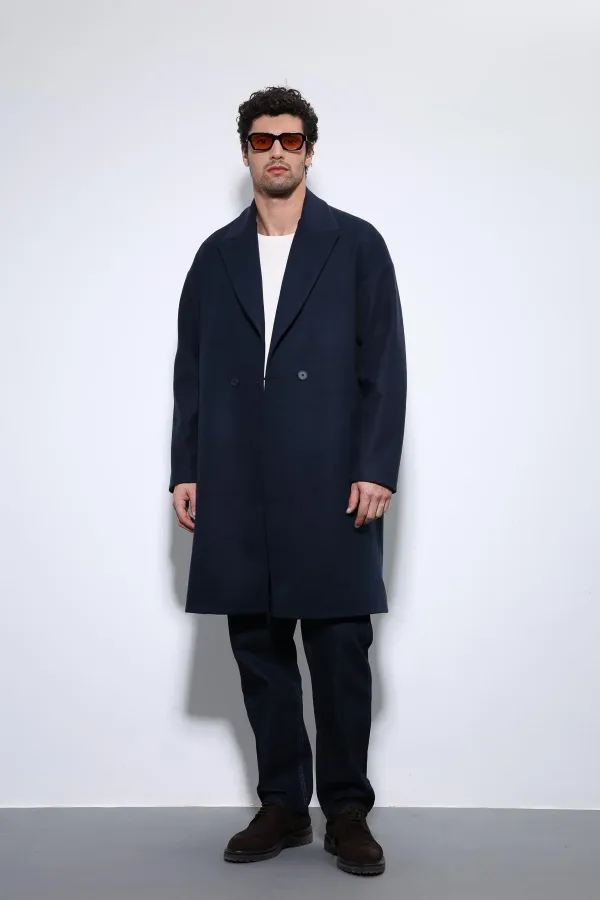 Antioch Navy Blue Oversize Double-Breasted Men's Coat