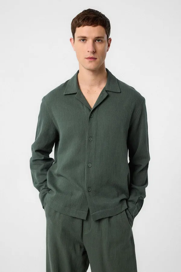 Chemise texturée kaki Antioch pour homme