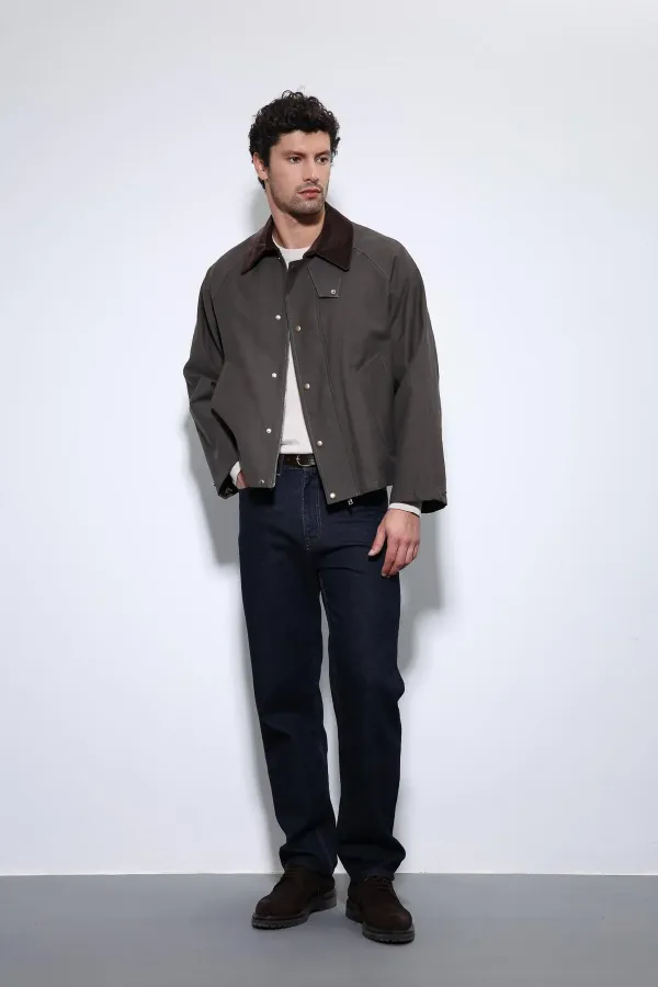 Antioch Kahve Kontrast Yaka Erkek Ceket