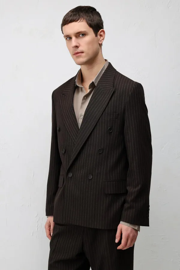 Costume rayé coupe décontractée Antioch Coffee pour homme