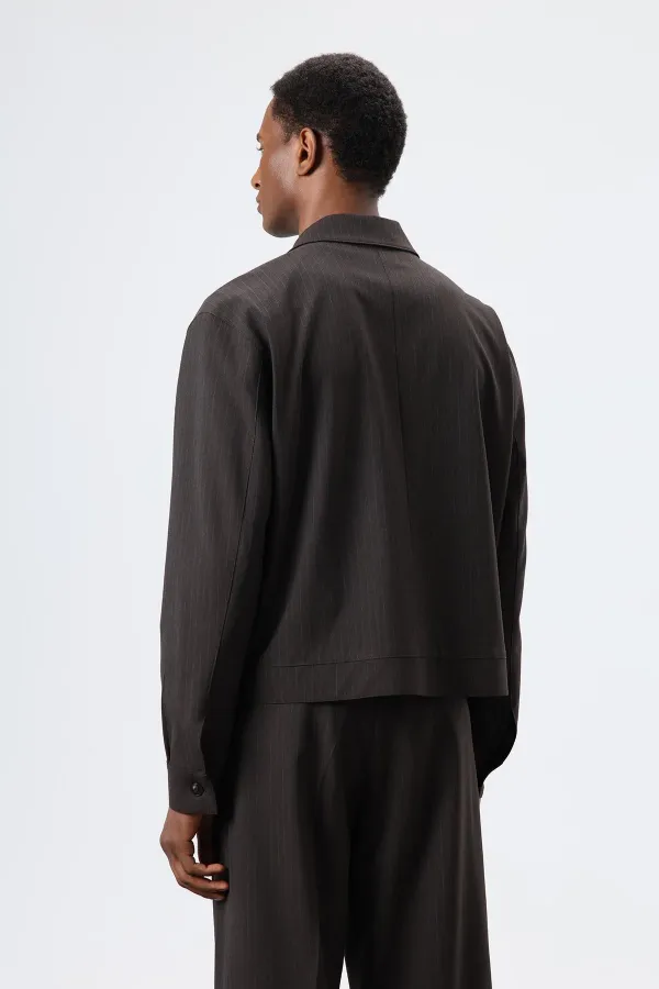 Antioch Açık Kahve Çizgili Mevsimlik Erkek Mont