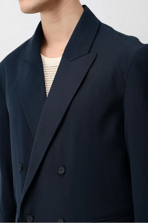 Veste blazer pour homme Antioch Navy en mélange modal, coupe décontractée