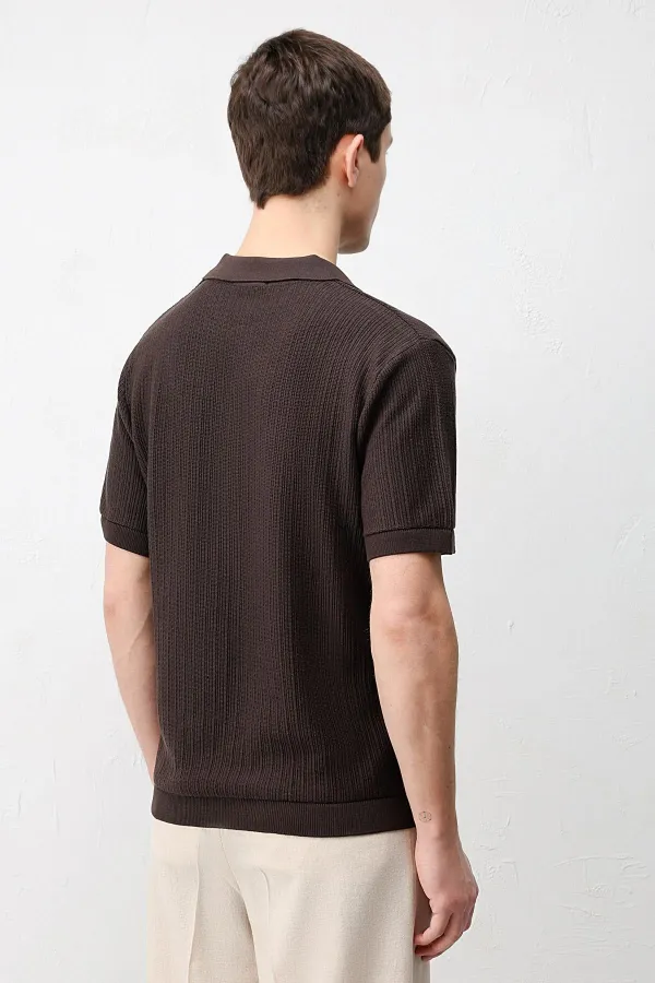 T-shirt en maille texturée haut de gamme Antioch Coffee pour homme