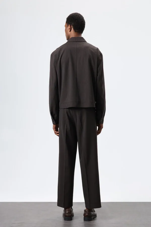 Antioch Açık Kahve Çizgili Mevsimlik Erkek Mont