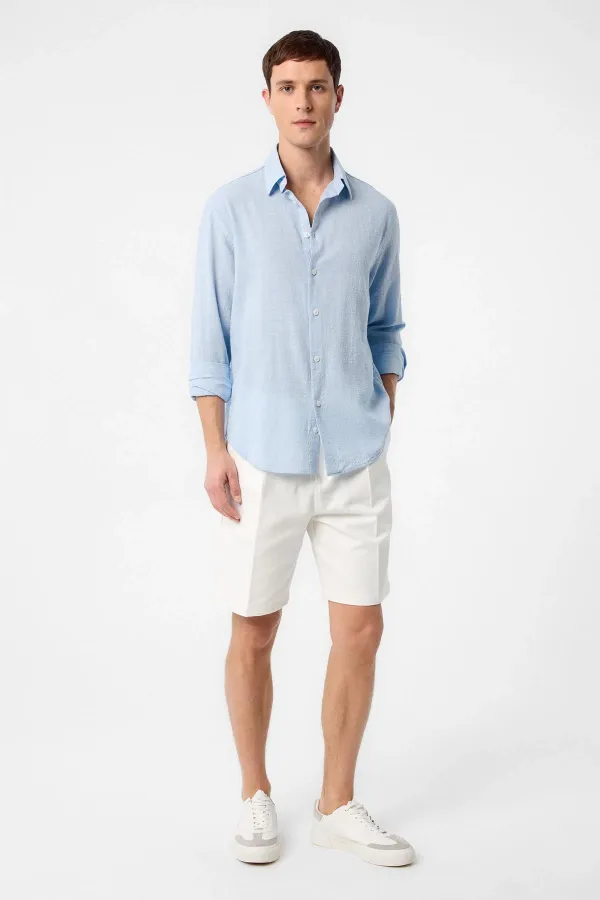 Antioch Blue Relax Fit Textured Men's Shirt