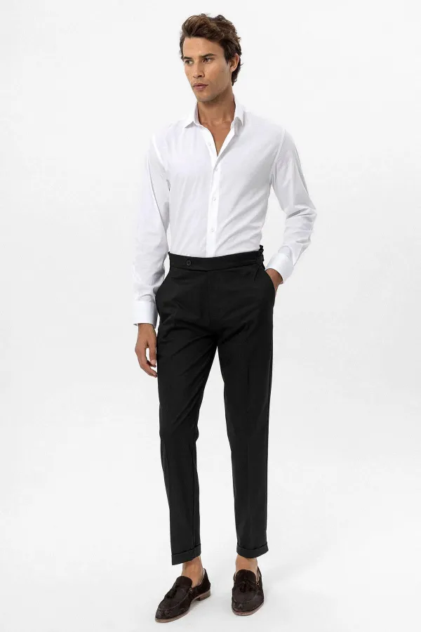 Antioch Black High Waist Regular Fit Men's Trousers