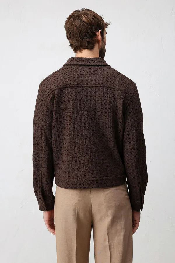 Antioch Men's Jacket with Coffee Texture and Zipper