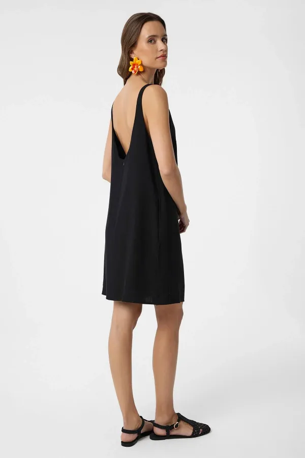 Antioch Black Linen Blend Women's Mini Dress