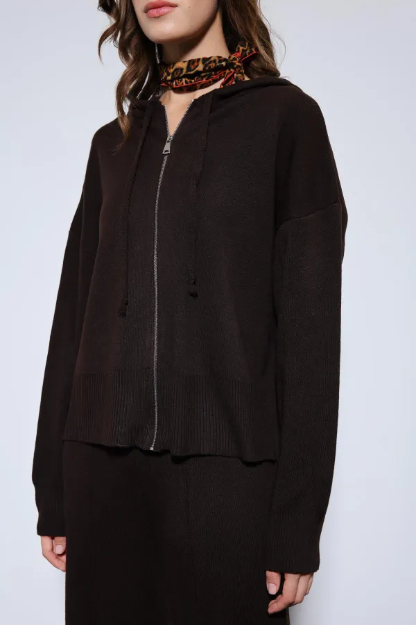 Ensemble pull à capuche et pantalon large en maille Antioch Coffee