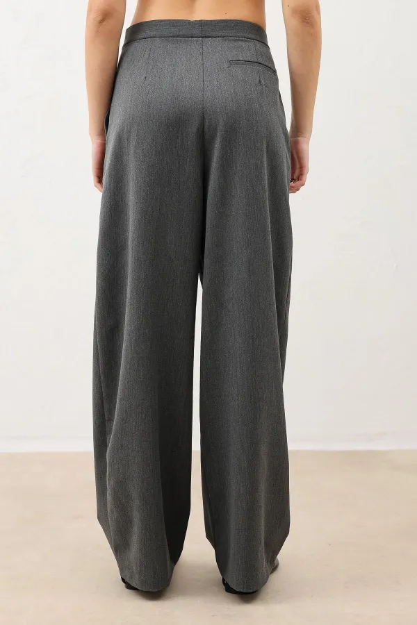 Antioch Grey Wide Leg Women's Trousers with Pens