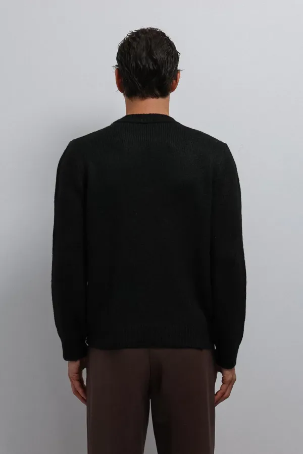 Pull Antioch noir à texture douce pour homme