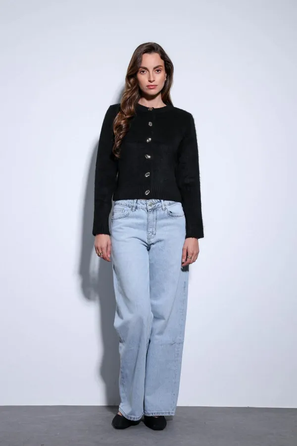 Antioch Black Soft Textured Women's Cardigan