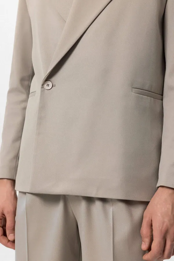 Antioch Beige Double-Breasted Men's Blazer Jacket with Welt Pockets