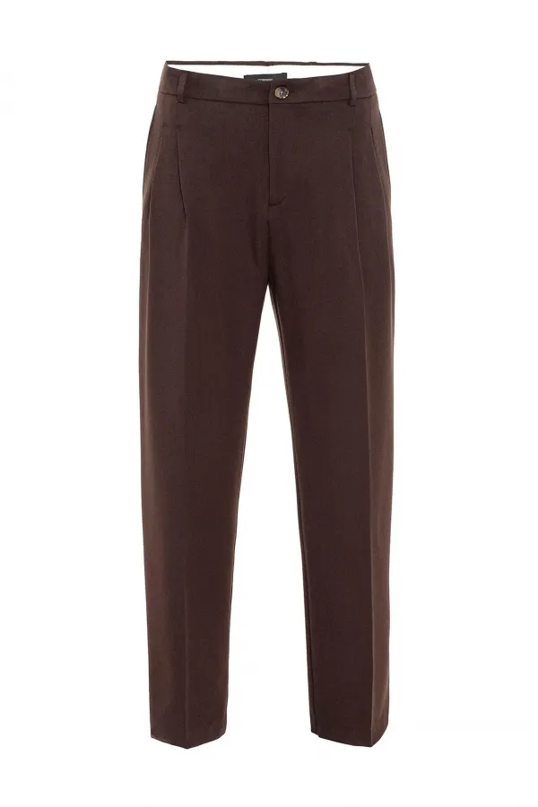 Pantalon homme Antioch Coffee taille haute plissé coupe décontractée