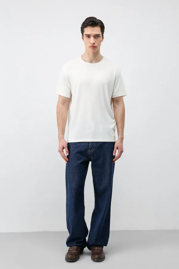 T-shirt homme Antioch Ecru coupe classique en tissu technique modal