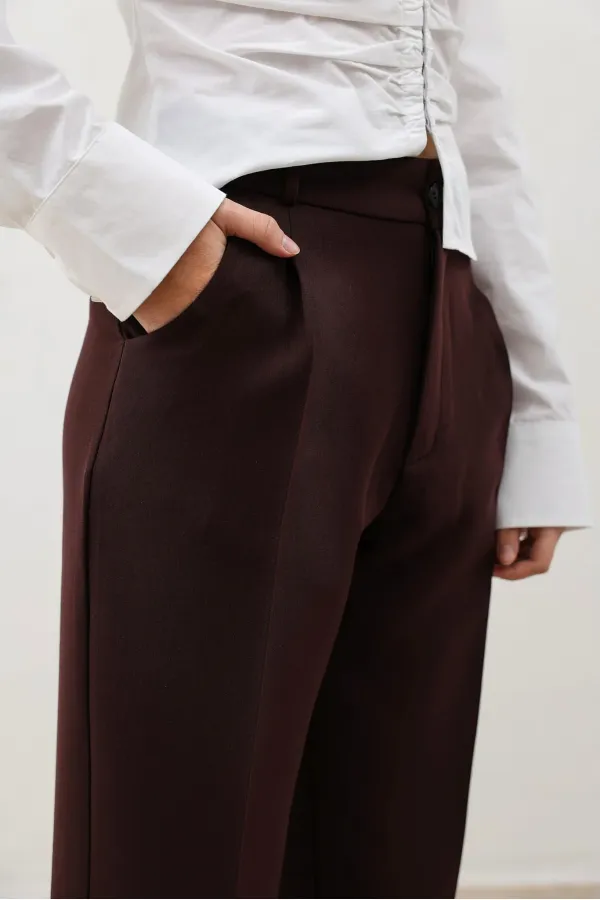 Antioch Bordo Pensli Kadın Pantolon