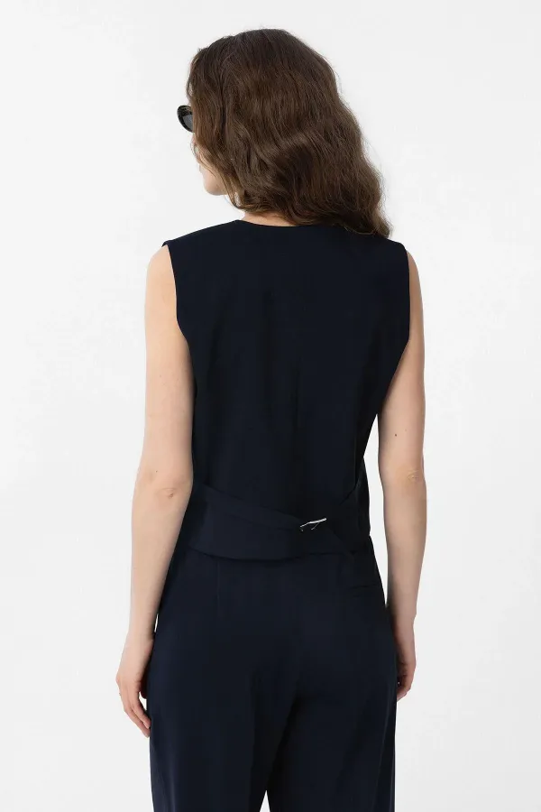 Antioch Lacivert Yırtmaçlı Kadın Yelek