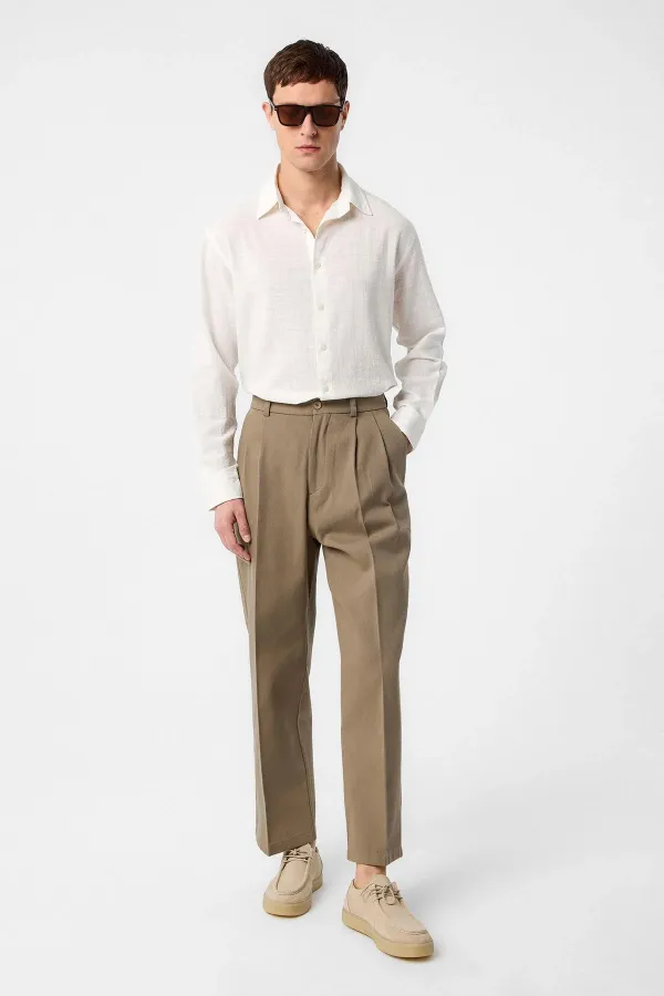 Antioch Ecru Relax Fit Textured Men's Shirt