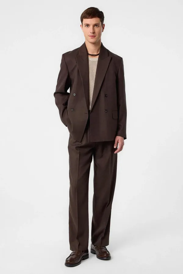 Veste blazer homme Antioch Coffee Relax Fit en lin mélangé