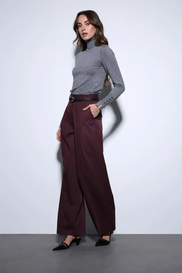 Antioch Burgundy Wide Leg Women's Trousers