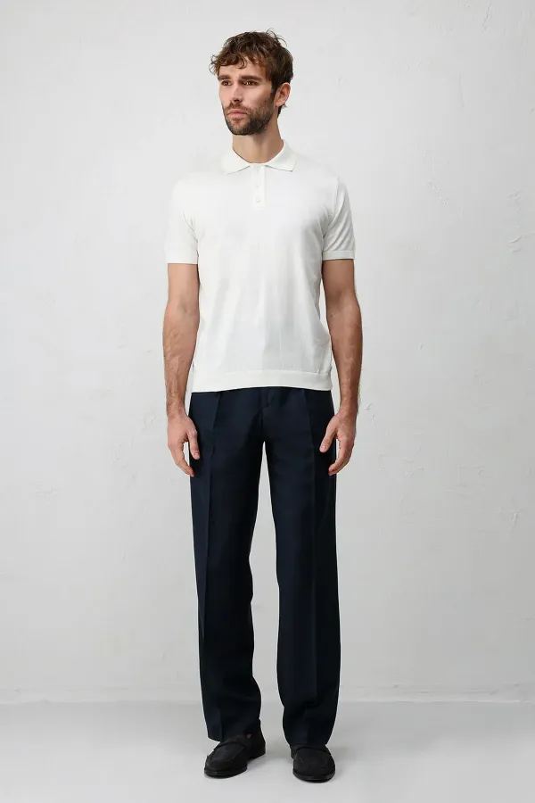 T-shirt à col polo slim confort écru pour homme Antioch