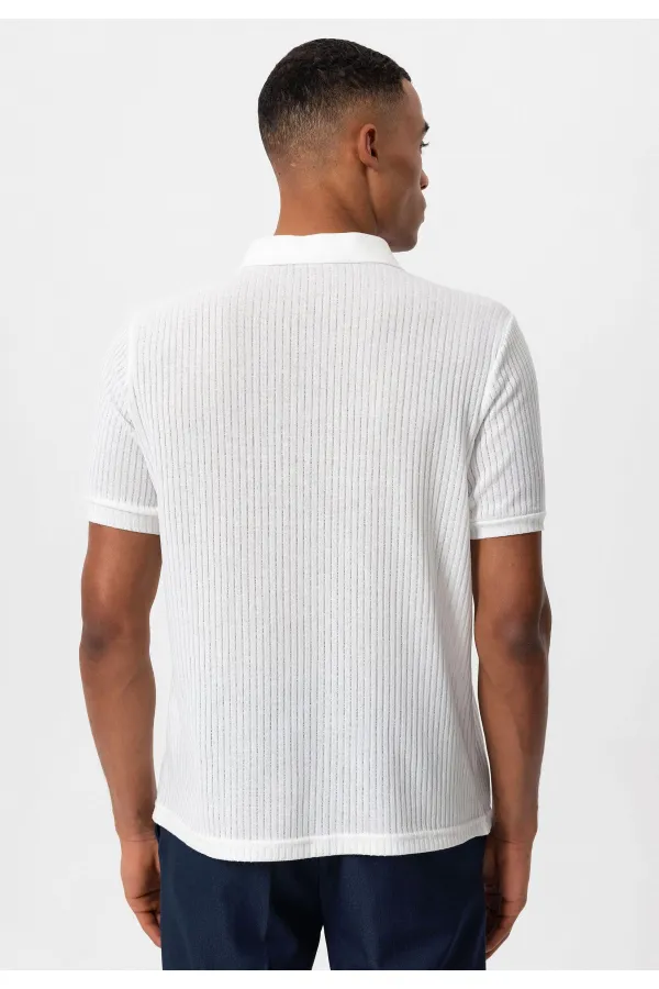 Antioch Beyaz Slim Fit Polo Yaka Erkek T-Shirt