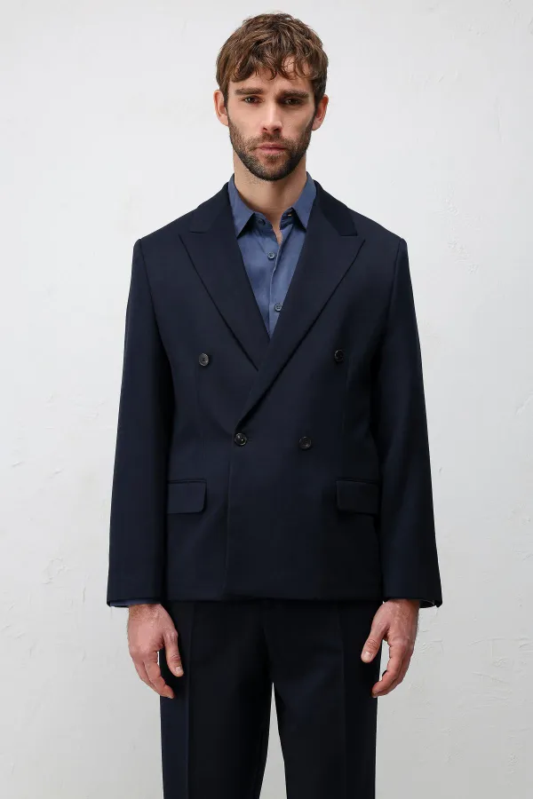 Veste blazer homme Antioch bleu marine clair, coupe décontractée, croisée