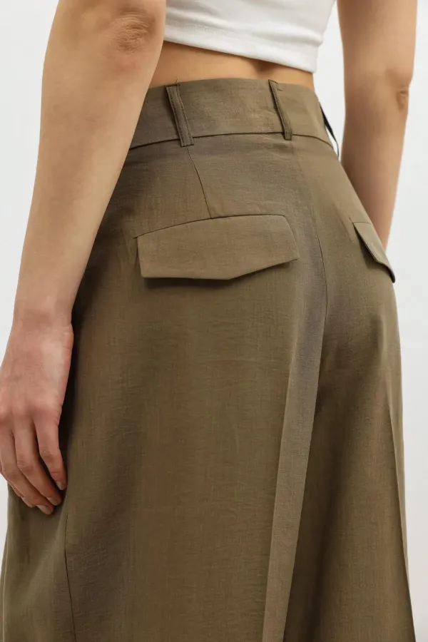 Pantalon large pour femme Antioch en mélange de lyocell kaki