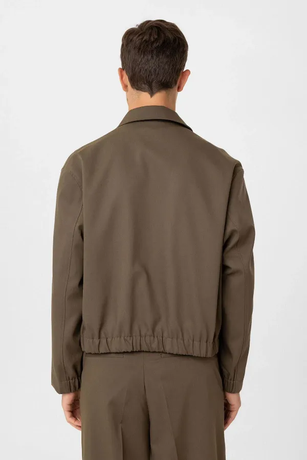 Antioch Haki Gizli Düğme Mevsimlik Relax Fit Erkek Mont