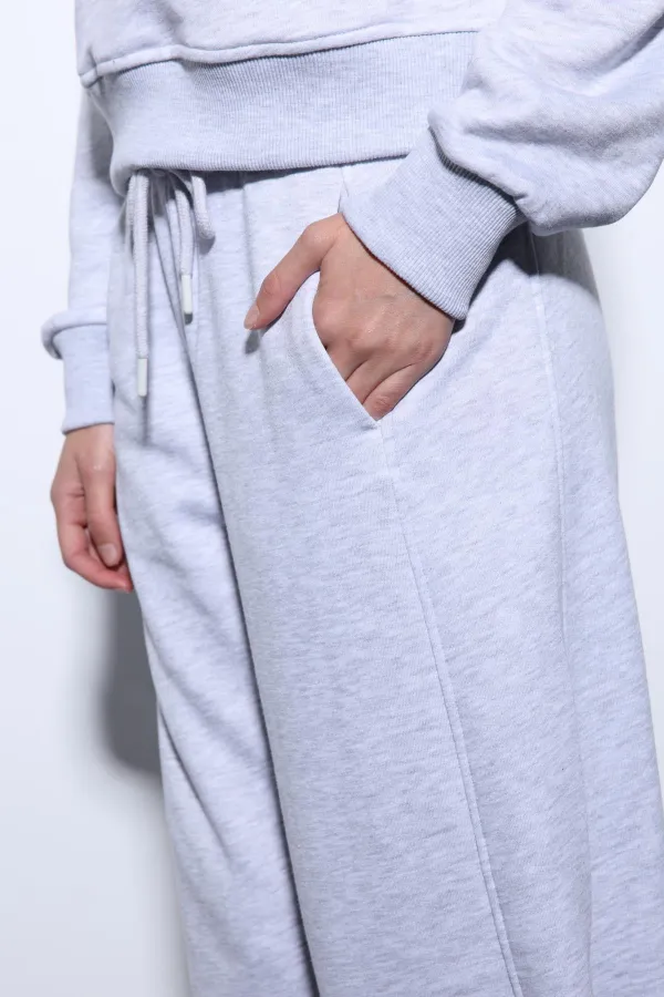 Pantalon de survêtement Antioch Grey Melange Basic à jambes droites pour femme