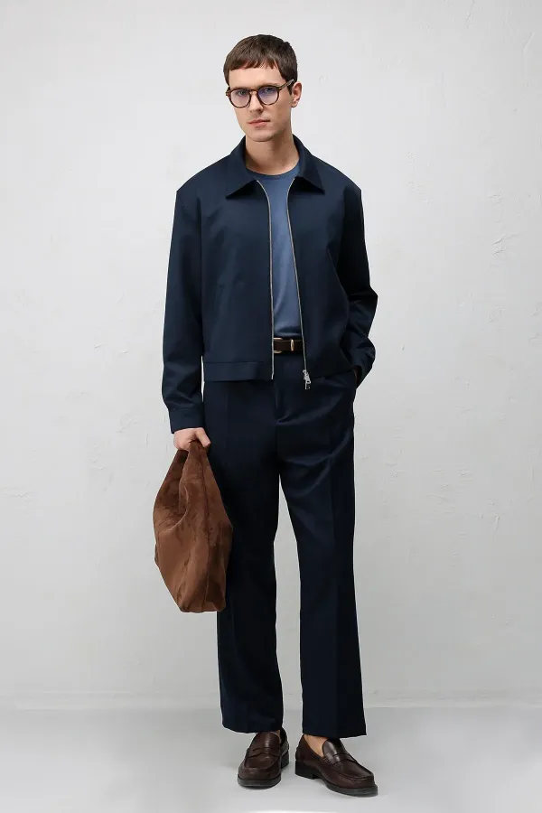 Veste homme Antioch Navy coupe décontractée à fermeture éclair