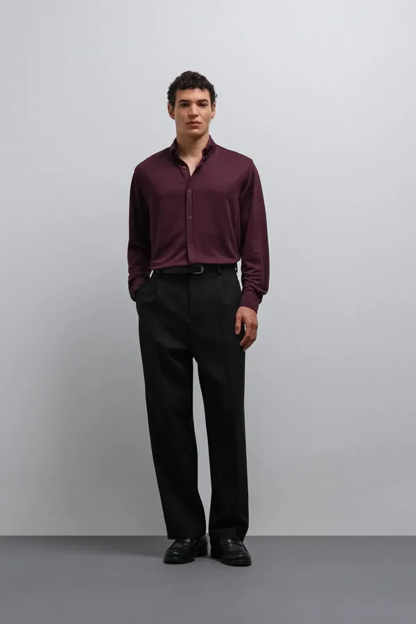 Antioch Black Relax Fit Baggy Pleated Men's Trousers