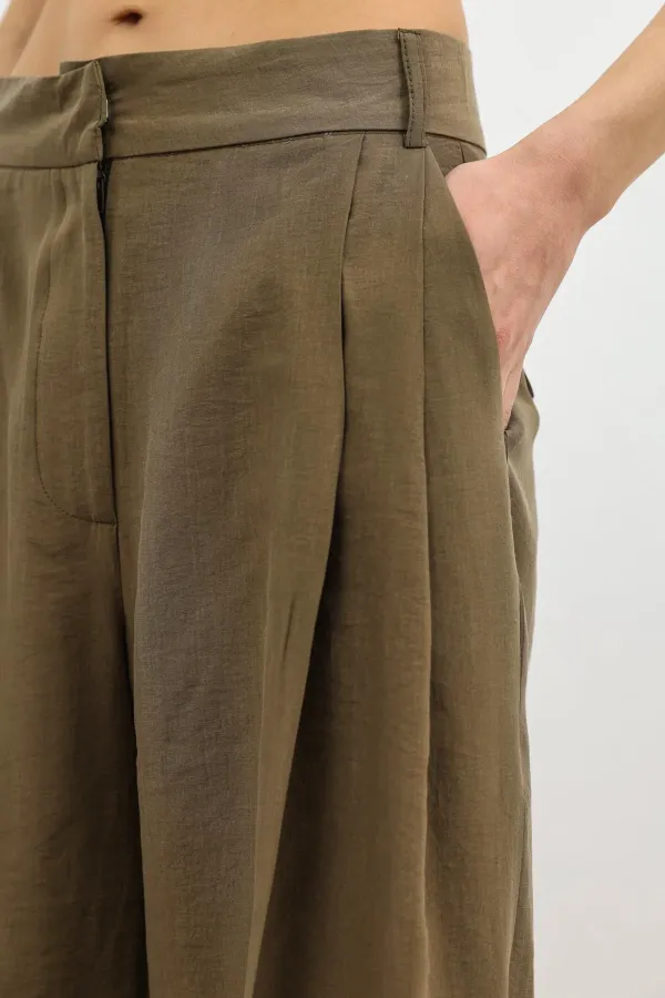 Pantalon large pour femme Antioch en mélange de lyocell kaki